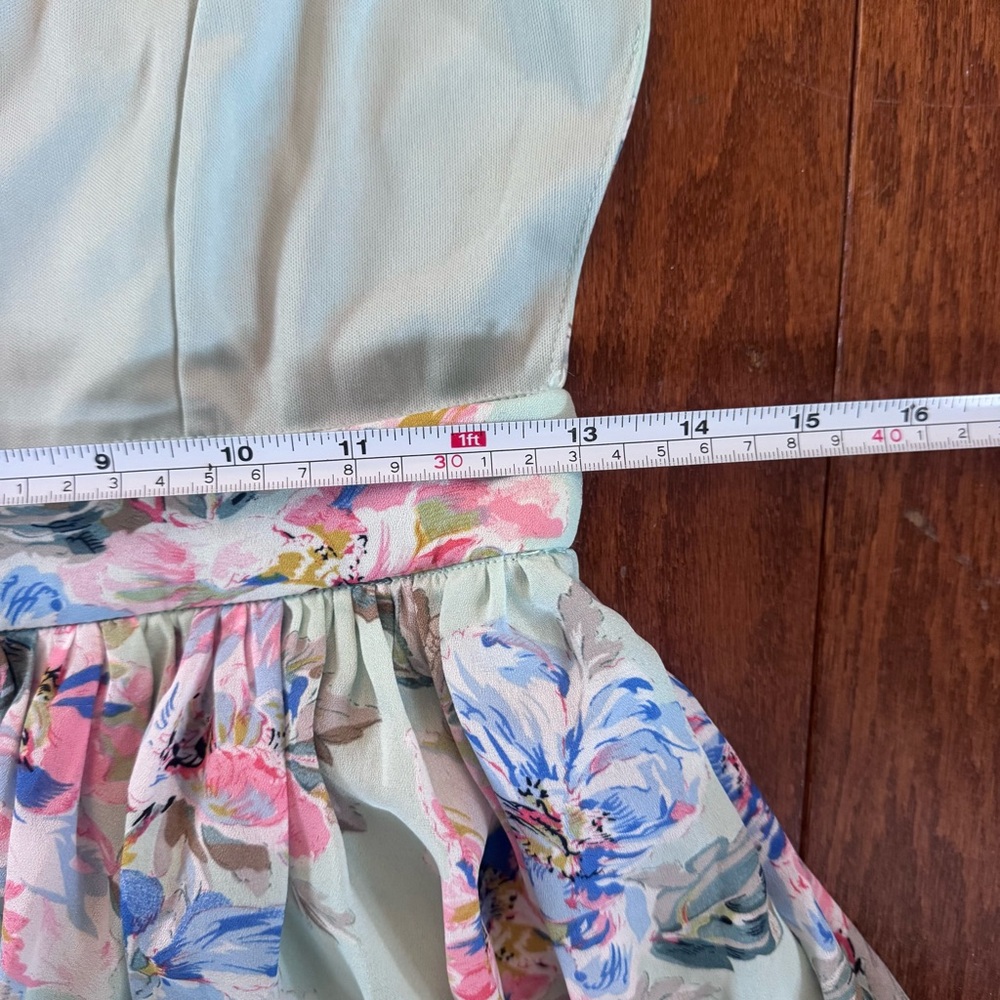 Sage Green Floral Maxi Dress High Slit Cottagecore Romantic Slip Dress S - Picture 9 of 10